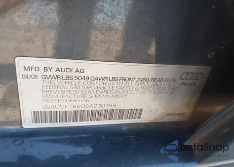 2009 Audi A4 2.0T Avant из США, поврежденный, VIN WAUVF78K09A230399